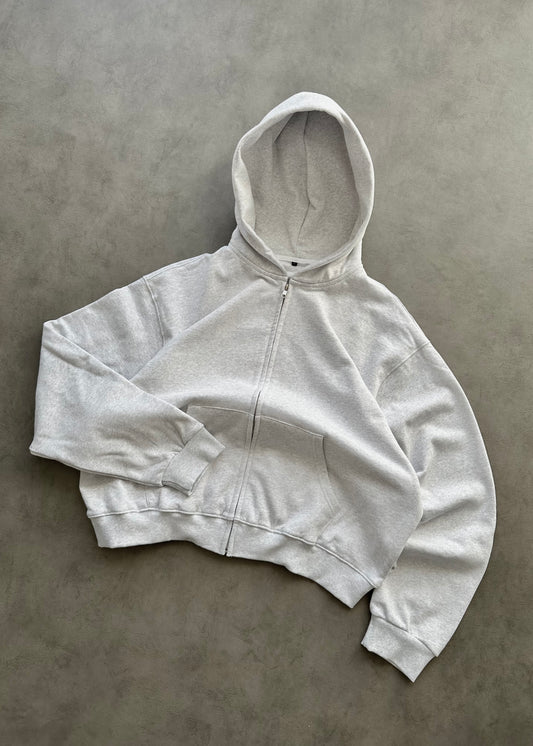 ZIP HOODIE BLANK 450 GSM - HEATHER GREY