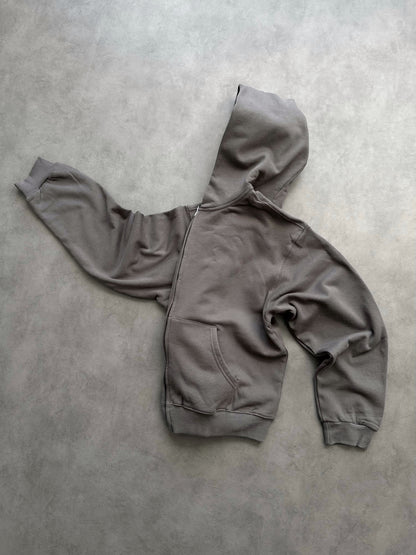 ZIP HOODIE BLANK 450 GSM - FADED CHARCOAL